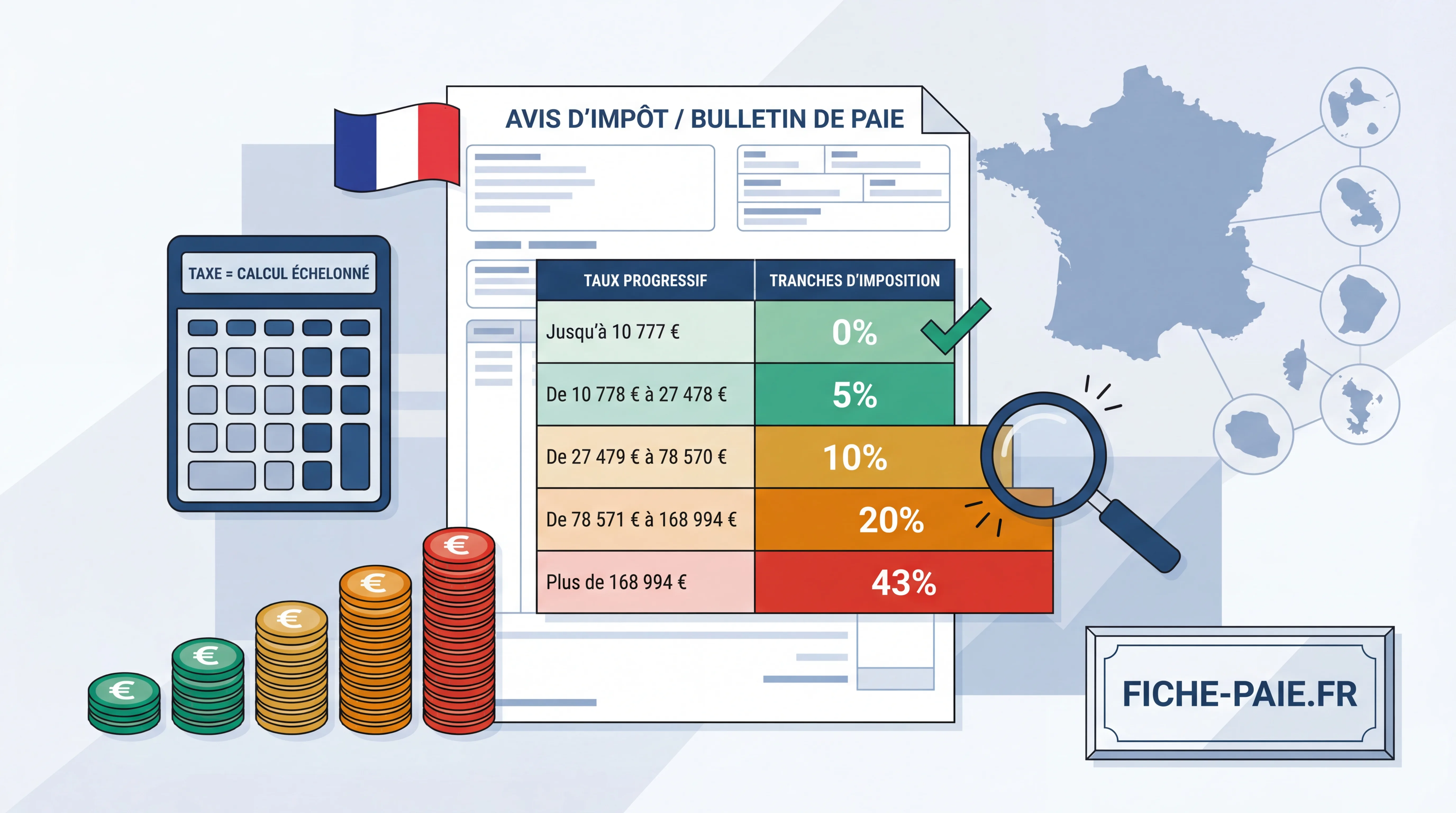 Grille des taux neutres du prélèvement à la source 2026 : barème complet